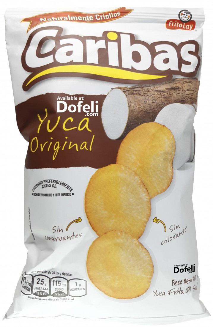 Dominican cassava chips made with carefully cultivated cassava, salted and crispy, traditional Caribas flavor.
